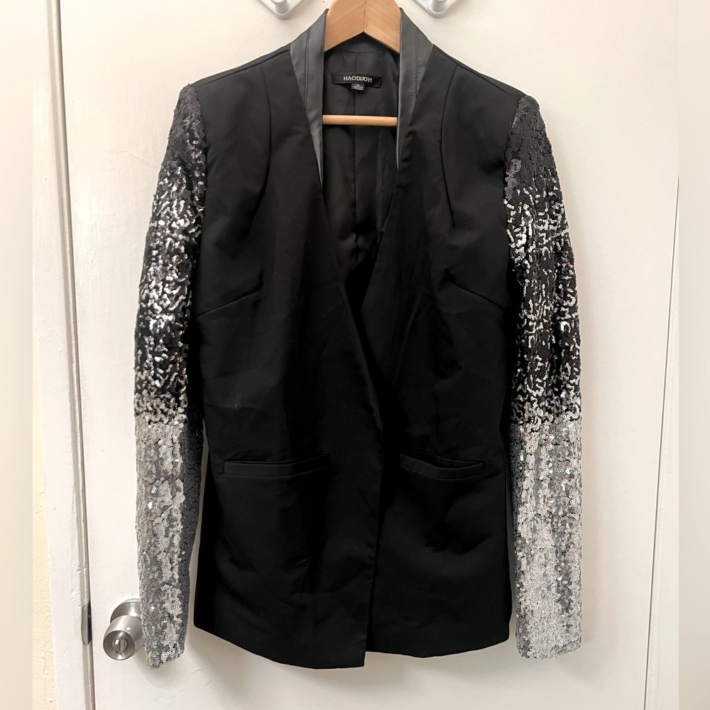 Black jacket with silver and black sequins